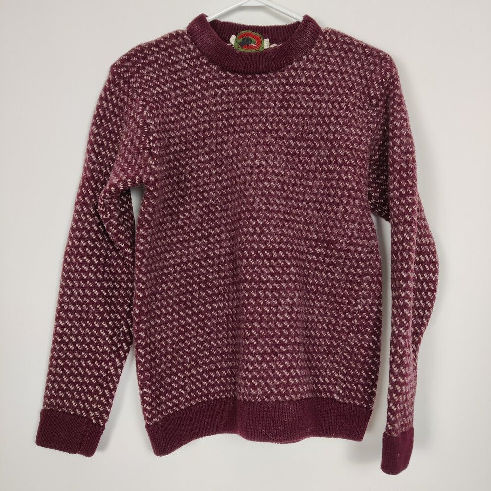Boston Traders Women's Sweater Size L Burgundy Vintage Y2K Wool Blend Classic
